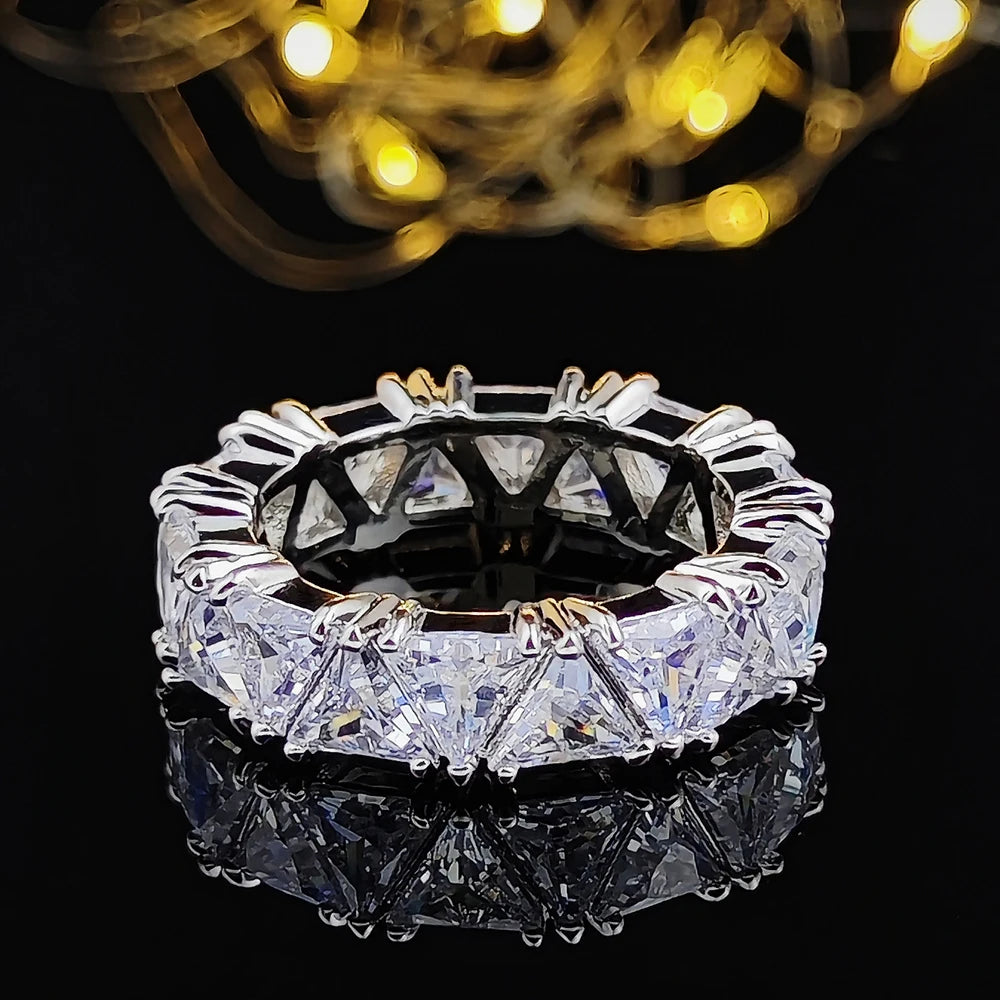 Anel Eternity Band de Cor Prata Luxuosa 2024 para Mulheres - Presente de Aniversário, Joias no Atacado R6505
