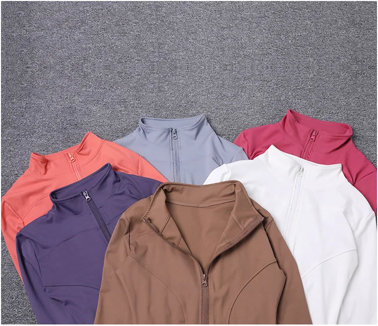 Jaqueta Esportiva Feminina de Manga Longa, Camisa de Treino, Casaco para Academia, Roupas de Yoga, Roupas Esportivas