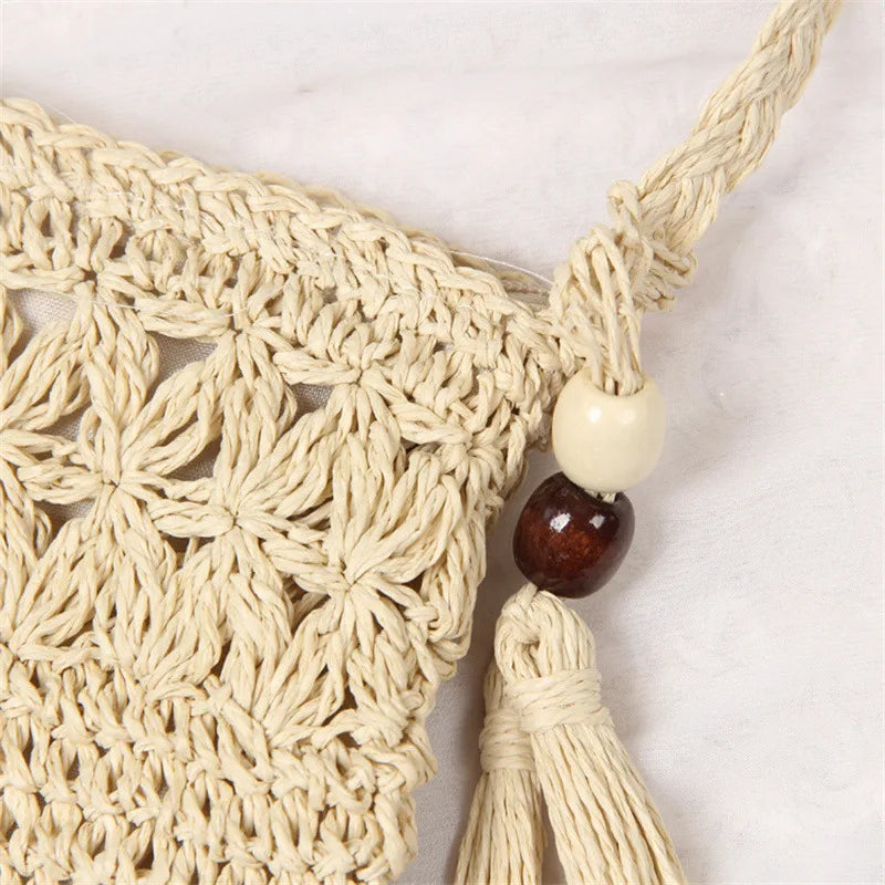 New Half Round Straw Bags for Women Summer Beach Rattan Bag Handmade Woven Half Moon Crossbody Handbags Bohemia