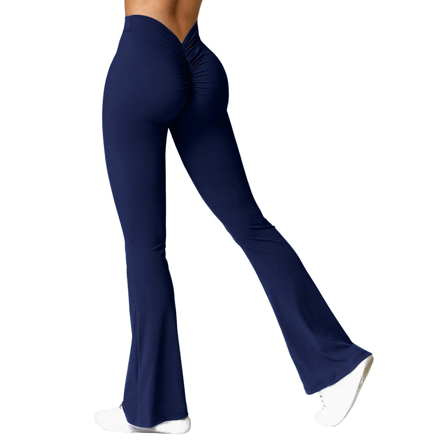 Leggings Micro Horn de Moda para Mulheres, Calças Esportivas com Cintura V nas Costas, High Waist, Levanta Bumbum, Calças de Ginástica, Leggings Casuais Slim Sólidas