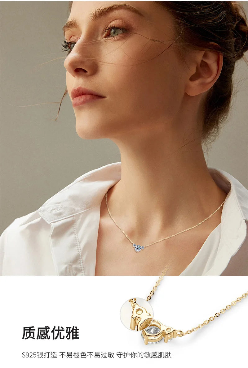 Colar de Mulher D Color com Pendente em Moissanite, Prata s925, Amarelo, Coleção Completa de Moissanite para Mulheres, Colar de Luxo com Pendente em Moissanite para Mulheres