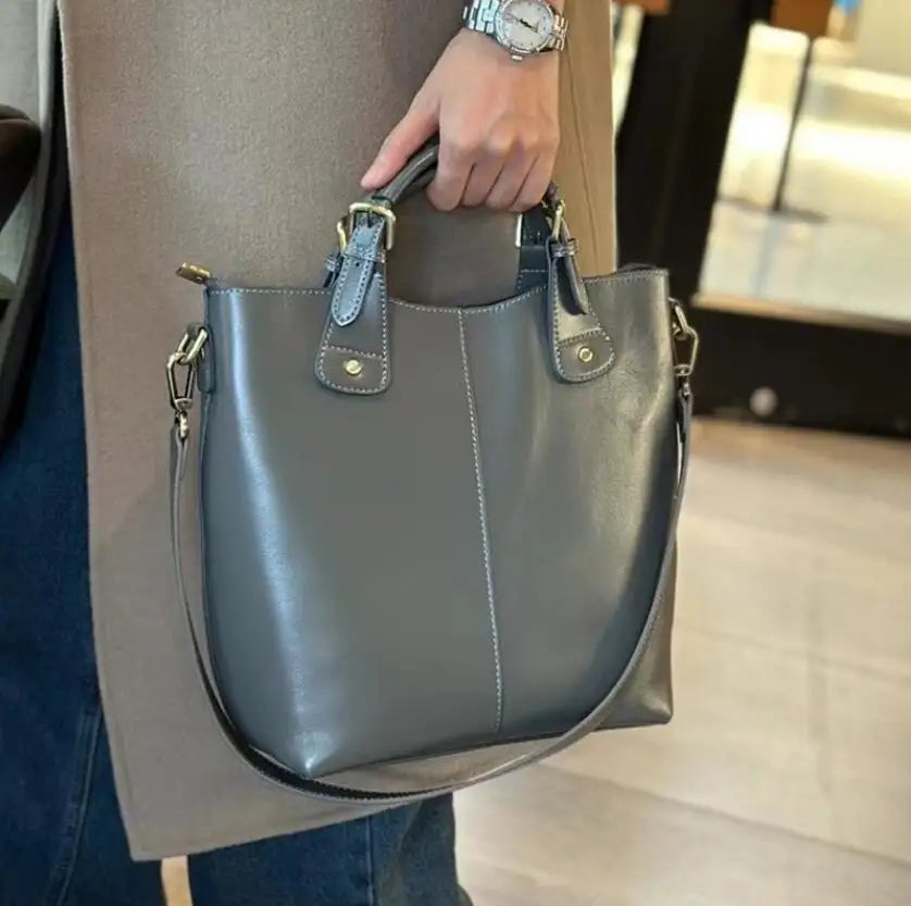 New Arrive Women's Fashion Handbags High Quality Genuine Leather Shoulder Bags Large Bucket Bags Designer Handbags