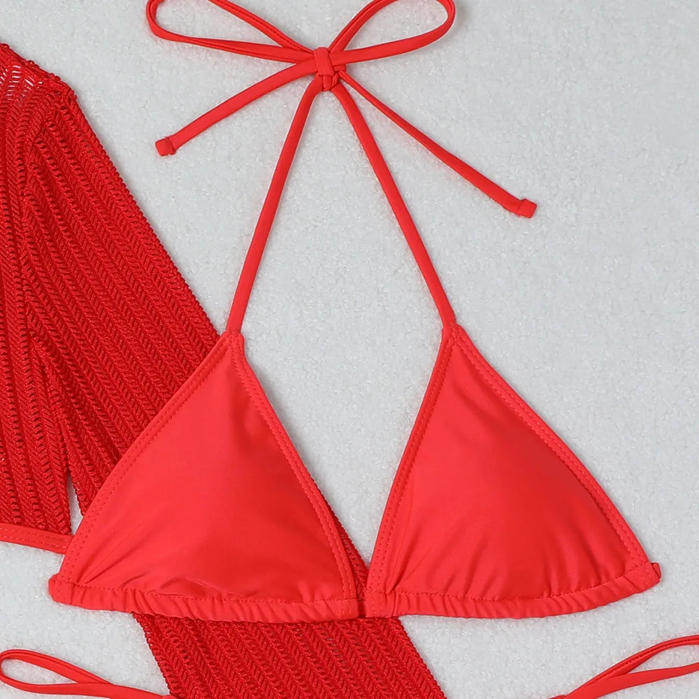 Biquínis Sexy 2025 Trajes de Banho Femininos Conjunto de Biquíni Brasileiro de Três Peças Roupas de Praia Trajes de Banho para a Piscina