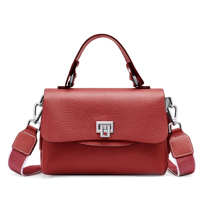 Zency Women's Genuine Leather Top-Handle Bag Simple Fashion Envelope Luxury Brand Shoulder Handbag Small Crossbody for Female