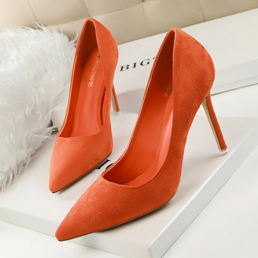 Mulheres Sapatos de Salto Alto 9cm Amarelo Bordô, Bombas Tamanho Plus, Stripper de Camurça, Escarpins para Casamento e Noivas, Scarpins Verde Azul para Festas