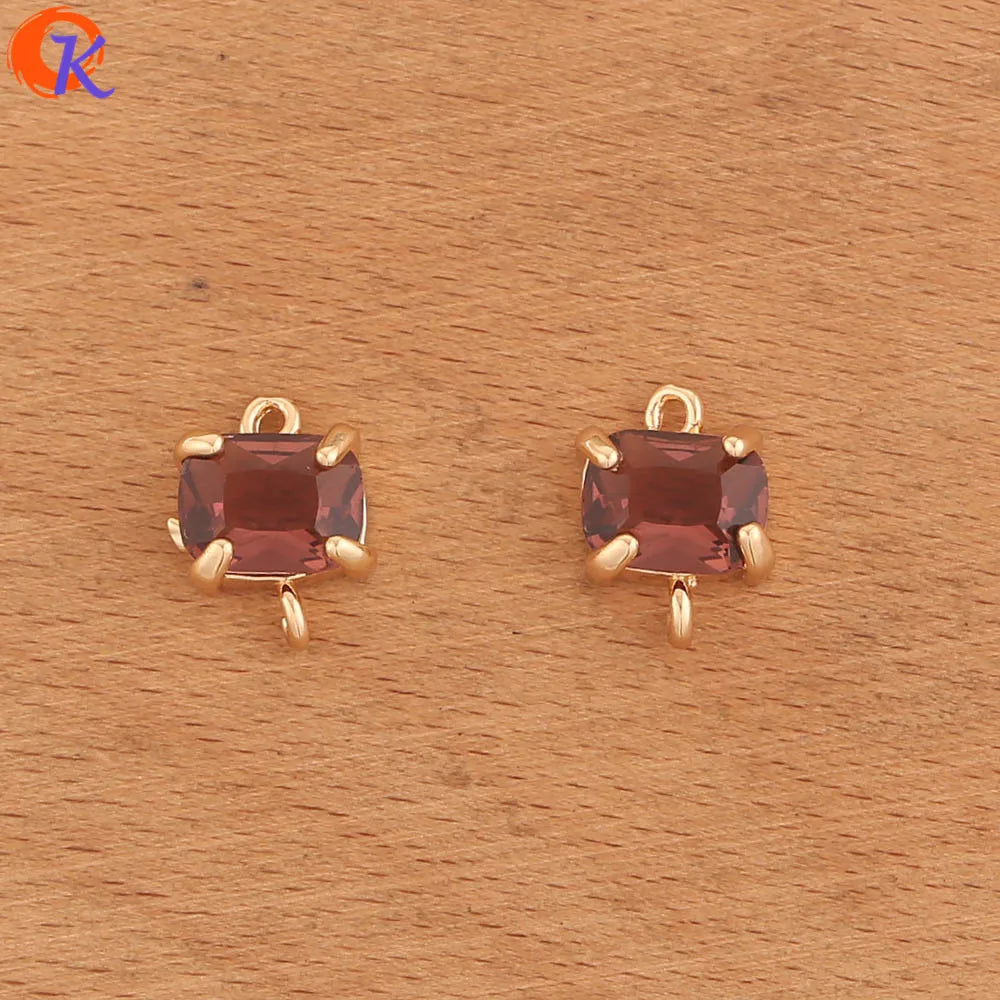 Cordial Design 50Pcs 9*13MM Acessórios de Joias/Feito à Mão/Conectores de Cristal/Forma Quadrada/Fabricação de Joias/Peças para Brincos DIY