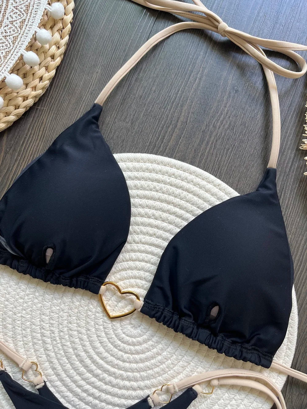 Conjunto de Biquíni Sexy Halter de Cor Sólida RUOTONSEPT, maiô feminino de duas peças, com triângulo e fio dental, traje de banho estilo brasileiro.