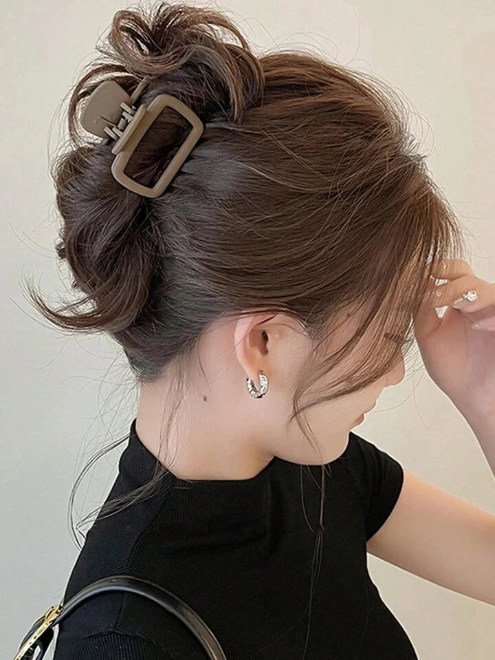 Conjunto de 4 peças de clipe de cabelo em plástico, pequeno, cor matte, formato quadrado, coração, geométrico, clipes de tubarão, clipe de cabelo, acessórios para cabelo feminino