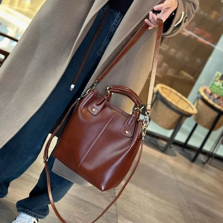 RanHuang New Arrive Women's Fashion Handbags High Quality Genuine Leather Shoulder Bags Large Bucket Bags Designer Handbags