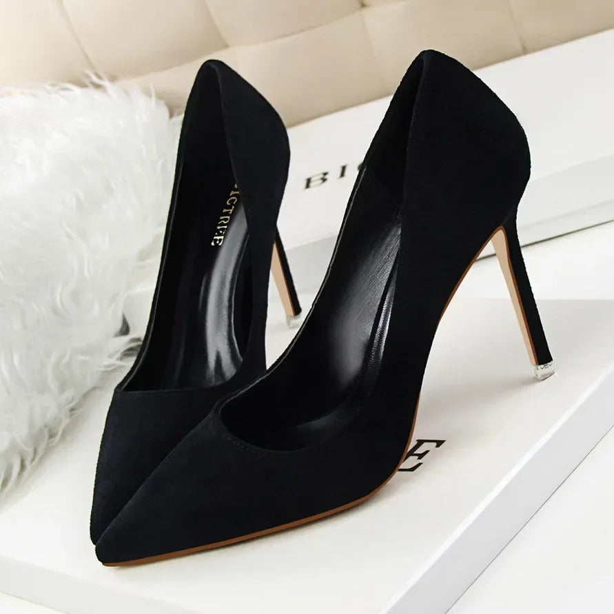 Sapatos de Salto Alto Femininos Elegantes em Lã Laranja Roxo para Festa de Banquete à Noite, Scarpin Clássico em Burgundy, 9cm de Salto Alto, Tamanho Plus
