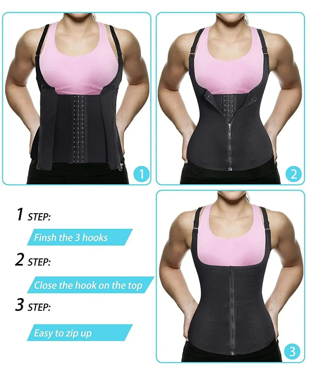 Camiseta Regata Modeladora para Mulheres com Zíper, Controladora de Barriga, Top Sem Mangas, Roupas de Atividade Femininas Modeladoras