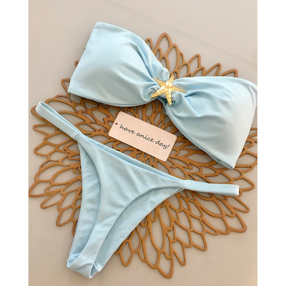 Biquínis Push Up 2025 Sexy Moda Praia Feminina Conjunto de Micro Biquíni Roupa de Banho Praia Bandeau Biquíni Brasileiro
