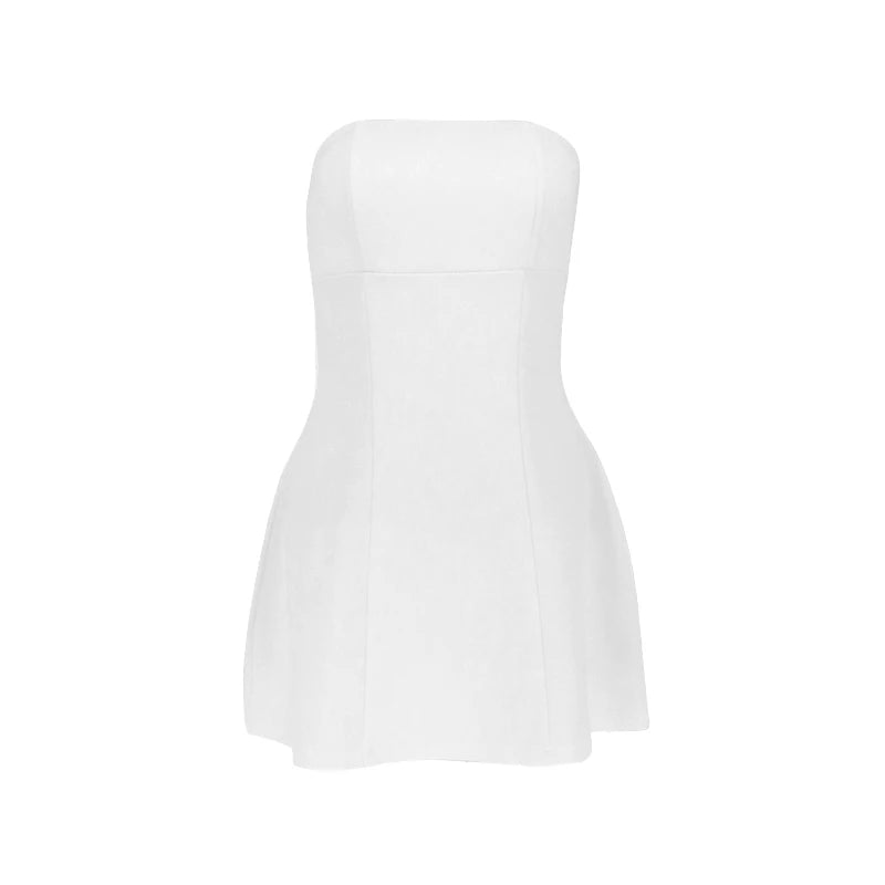 Vestido A-Line Sexy para Mulheres, Novo, Sólido, Sem Mangas, Ombros à Mostra, Vestidos Justos, Moda Elegante para Festa e Balada