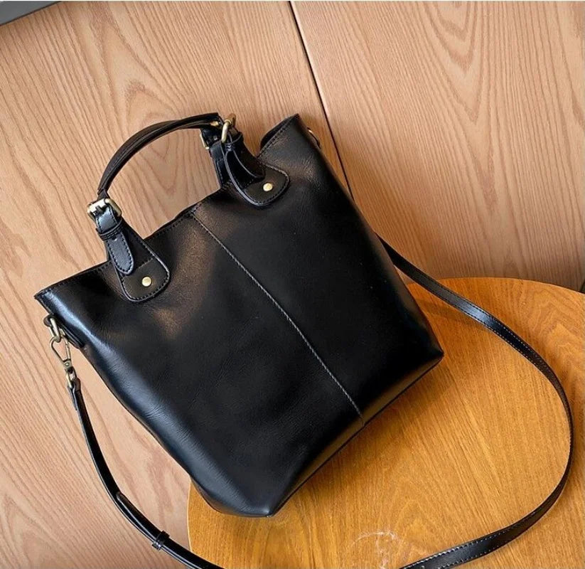 New Arrive Women's Fashion Handbags High Quality Genuine Leather Shoulder Bags Large Bucket Bags Designer Handbags