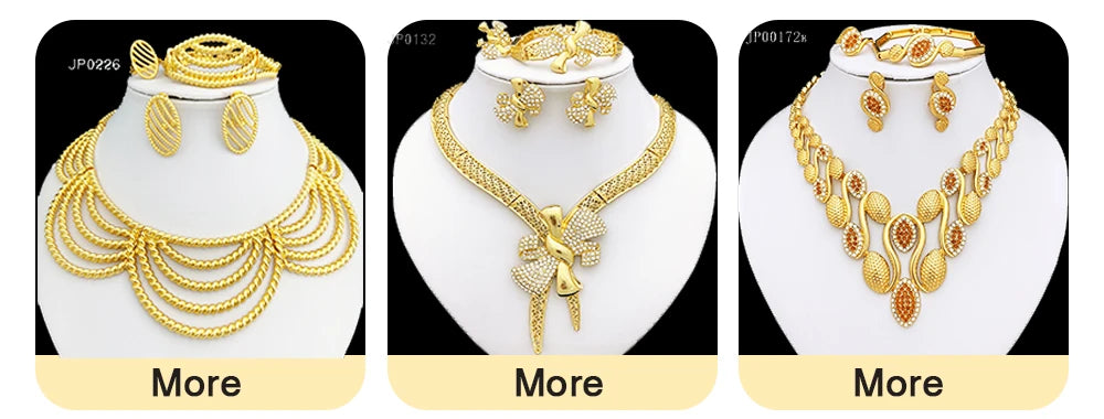 Conjunto de Joias em Ouro Dubai, Colar Cubano e Brincos para Mulheres, Jóias de Casamento para Noivas, Presente para Festa de Banquetet