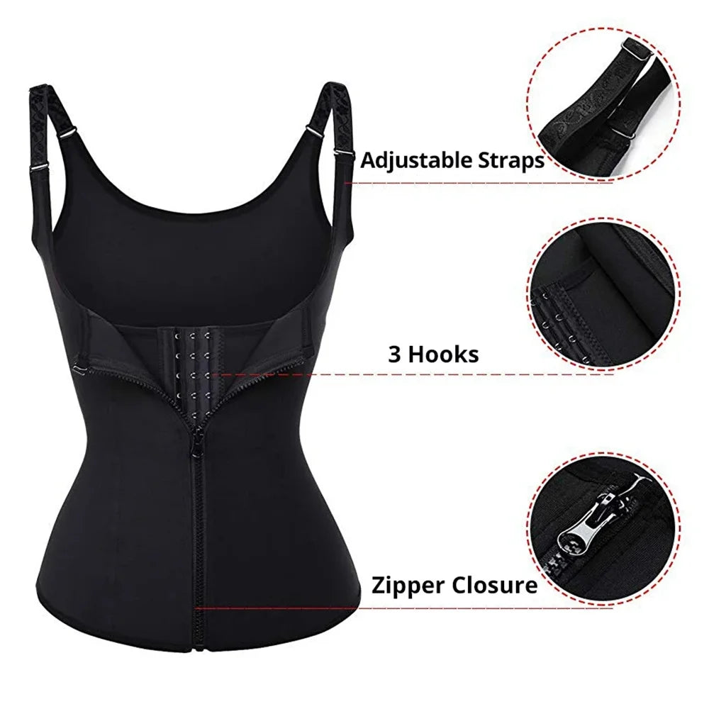Camiseta Regata Modeladora para Mulheres com Zíper, Controladora de Barriga, Top Sem Mangas, Roupas de Atividade Femininas Modeladoras