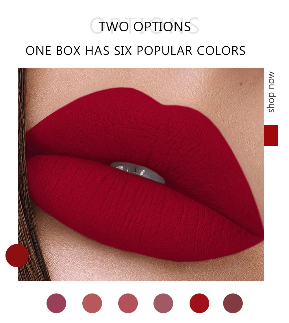 Conjunto HANDAIYAN com 6 Batons Líquidos Não Grudentos, Caixa de Presente de Brilho Labial de Longa Duração – Brilho Labial com Acabamento Fosco, Resistente ao Desgaste