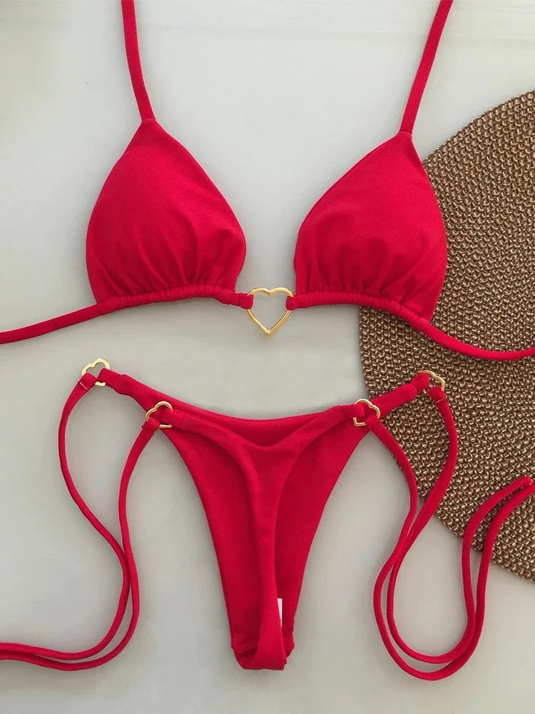 Novo Maiô Branco Sólido para Mulheres, Conjunto de Dois Peças com Cintura Baixa e Laço, Moda de Praia