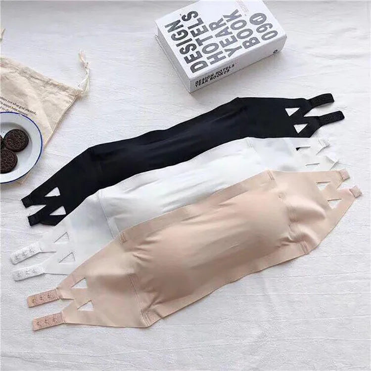 Novo, Top Sem Costura, Sutiã Invisibility Feminino, Roupa Interior Sem Alças, Sutiã Listrado, Sutiã Justo e Respirável