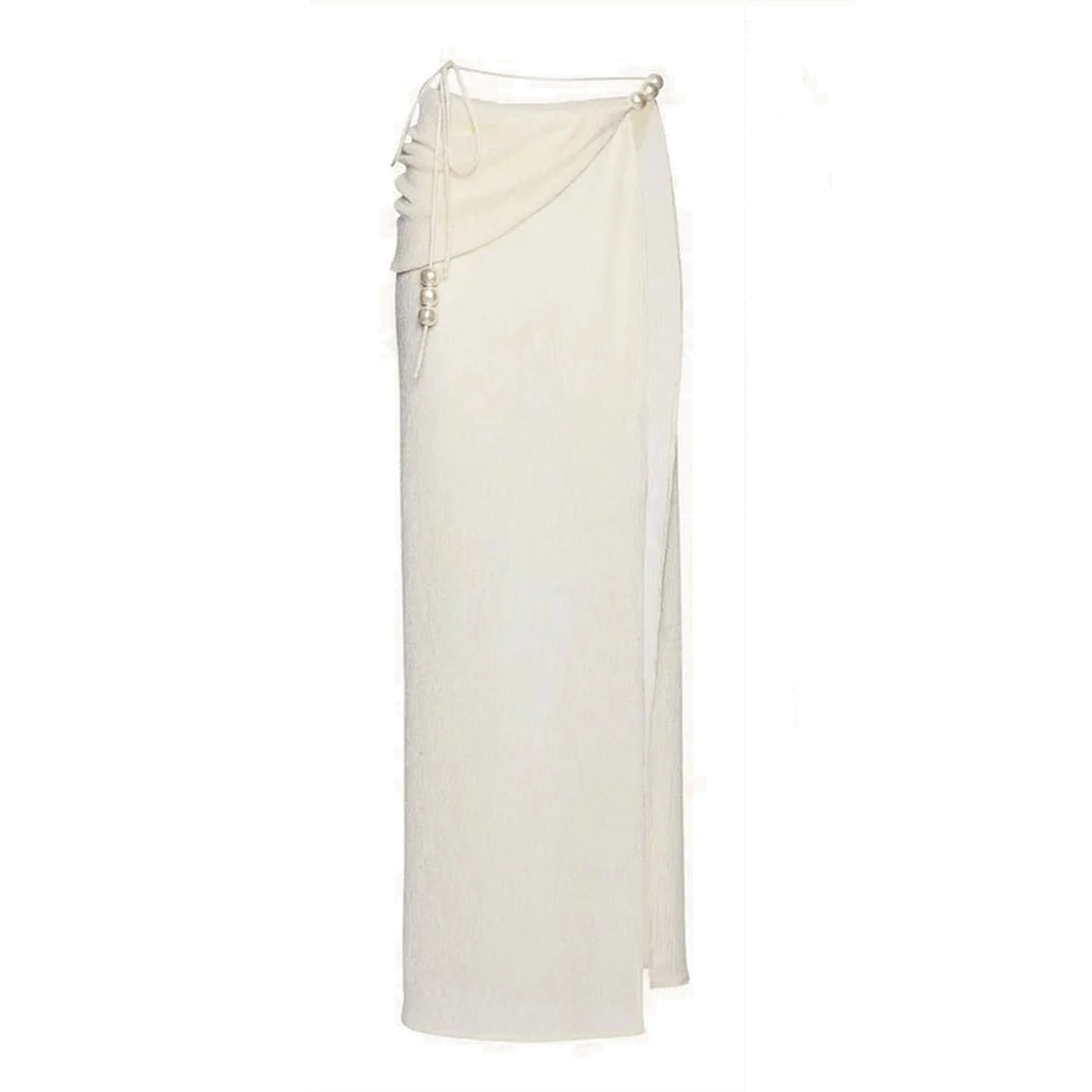 Conjunto de Biquíni Sexy com 3 Peças e Capa, Biquíni Branco com Pérolas, Maiô Feminino Halter, Roupa de Banho com Ombros Descidos, Biquíni para Praia