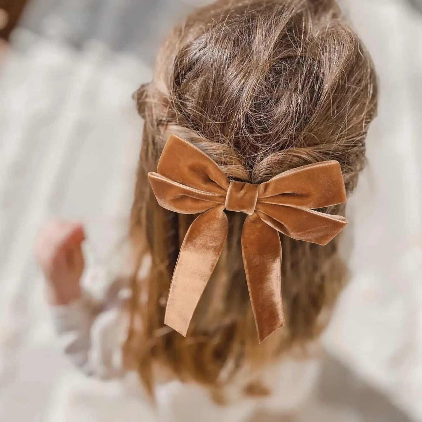 Grampo de Cabelo de Veludo Elegante com Laço Longo de Renda para Mulheres e Meninas - Acessórios para Cabelo, Presilhas e Adereços para Cabeçar
