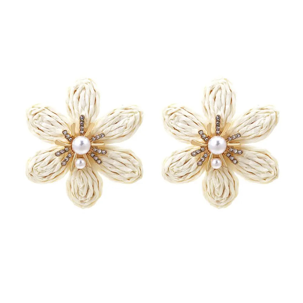 Brinco Feminino Doce Romântico de Primavera, Brincos de Metal em Liga com Flor, Brincos de Stud de Resina Colorida
