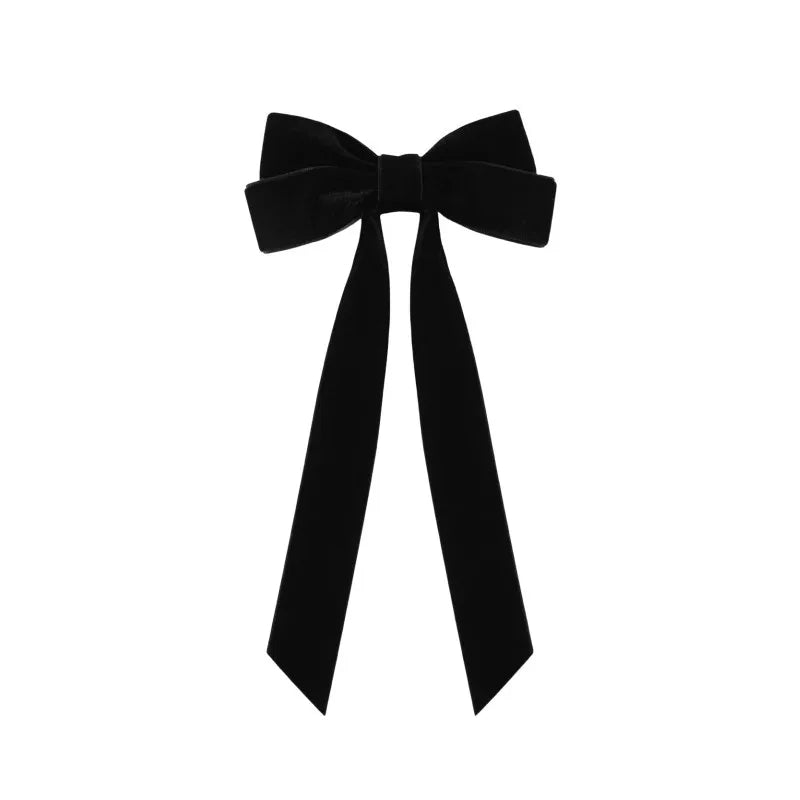 Grampo de Cabelo de Veludo Elegante com Laço Longo de Renda para Mulheres e Meninas - Acessórios para Cabelo, Presilhas e Adereços para Cabeçar