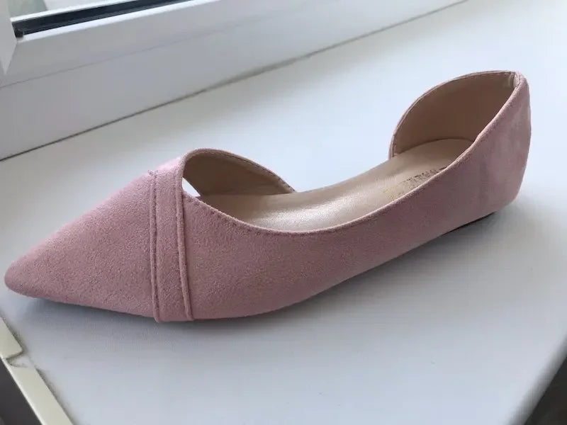 Sapatilhas Femininas Rosa Preto Cor Sólida Tamanho Pequeno 33 34 Grande 41 42 43 44 Couro Suede Bico Fino Sapatos de Escritório para Mulheres com Salto Baixo