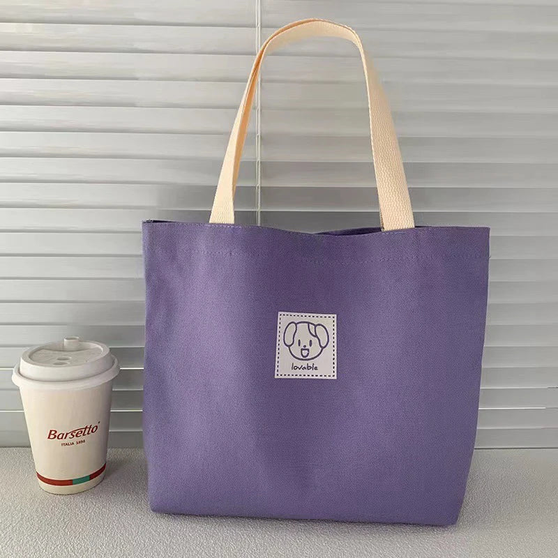 Moo Deng Fashion Canvas Women's Handbag Cute Travel Picnic Food Bag Lunch Bag