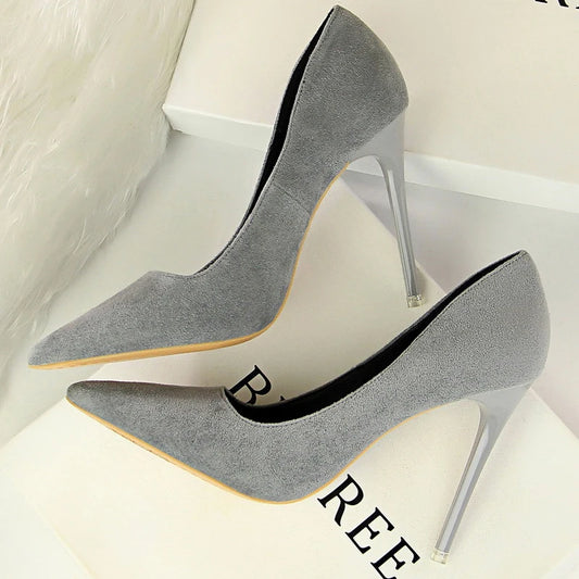 Sapatos de Salto Alto Clássicos BIGTREE para Mulheres, Sapatos de Escritório Sexy, Salto Stiletto, Moda Tamanhos Grandes, Sapatos de Salto Femininos, Cinza Verde