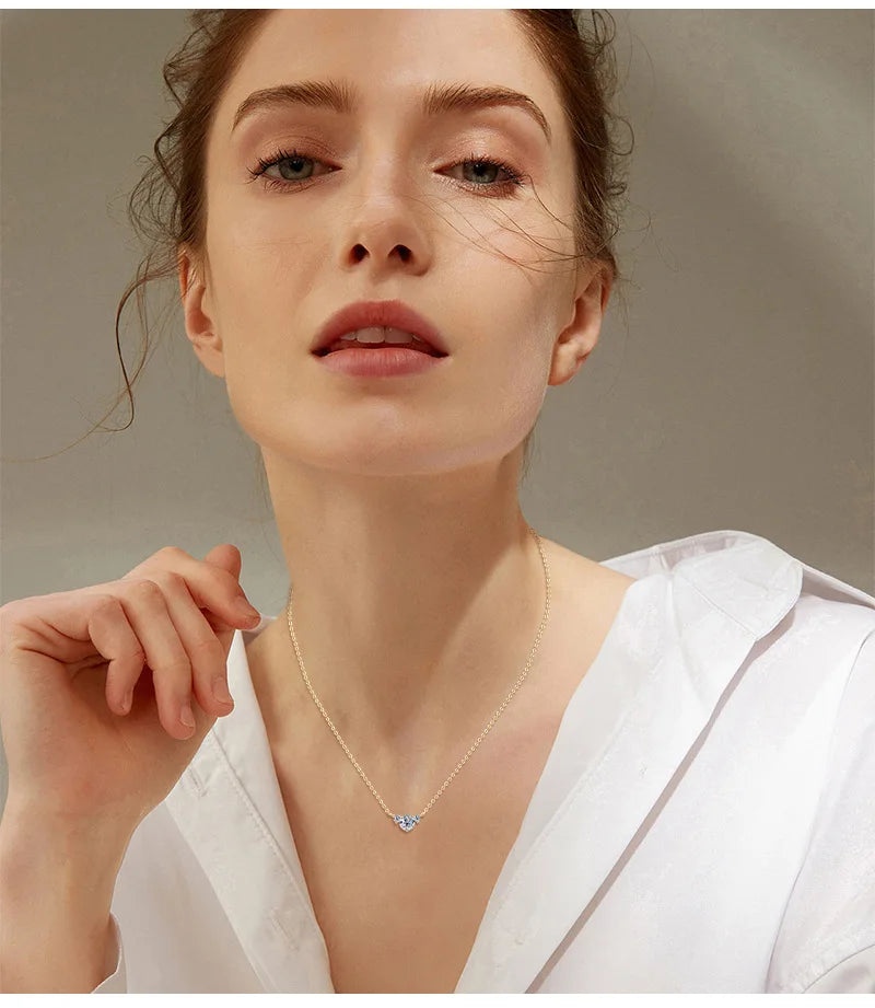 Colar de Mulher D Color com Pendente em Moissanite, Prata s925, Amarelo, Coleção Completa de Moissanite para Mulheres, Colar de Luxo com Pendente em Moissanite para Mulheres