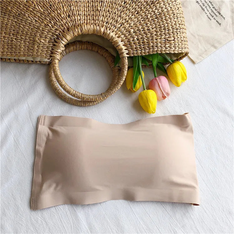 Novo, Top Sem Costura, Sutiã Invisibility Feminino, Roupa Interior Sem Alças, Sutiã Listrado, Sutiã Justo e Respirável