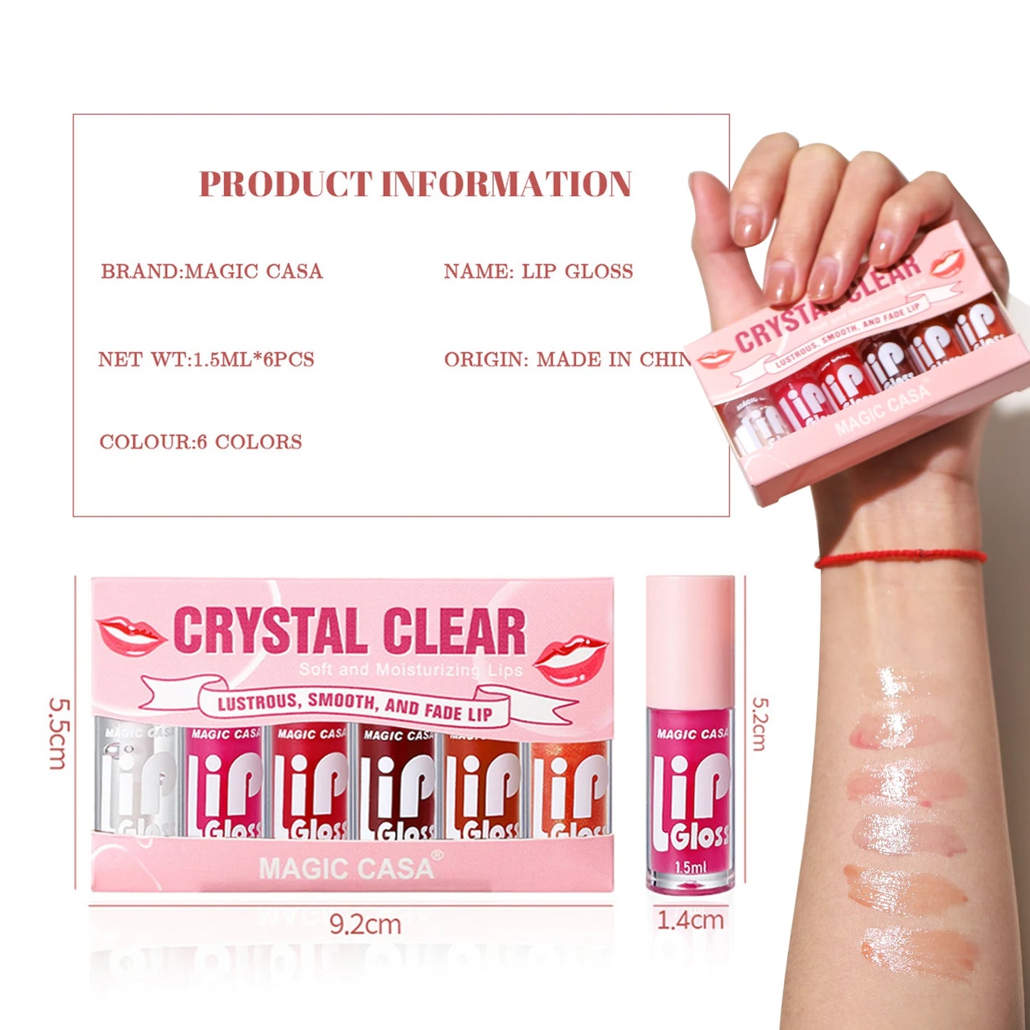 MAGIC CASA 6 peças/conjunto Pequena garrafa Óleo Labial Gel Hidratante de longa duração Hidratante Lábios Líquido Brilhante Suave