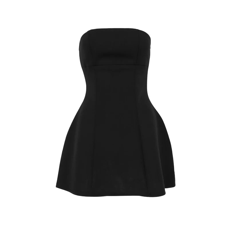 Vestido A-Line Sexy para Mulheres, Novo, Sólido, Sem Mangas, Ombros à Mostra, Vestidos Justos, Moda Elegante para Festa e Balada