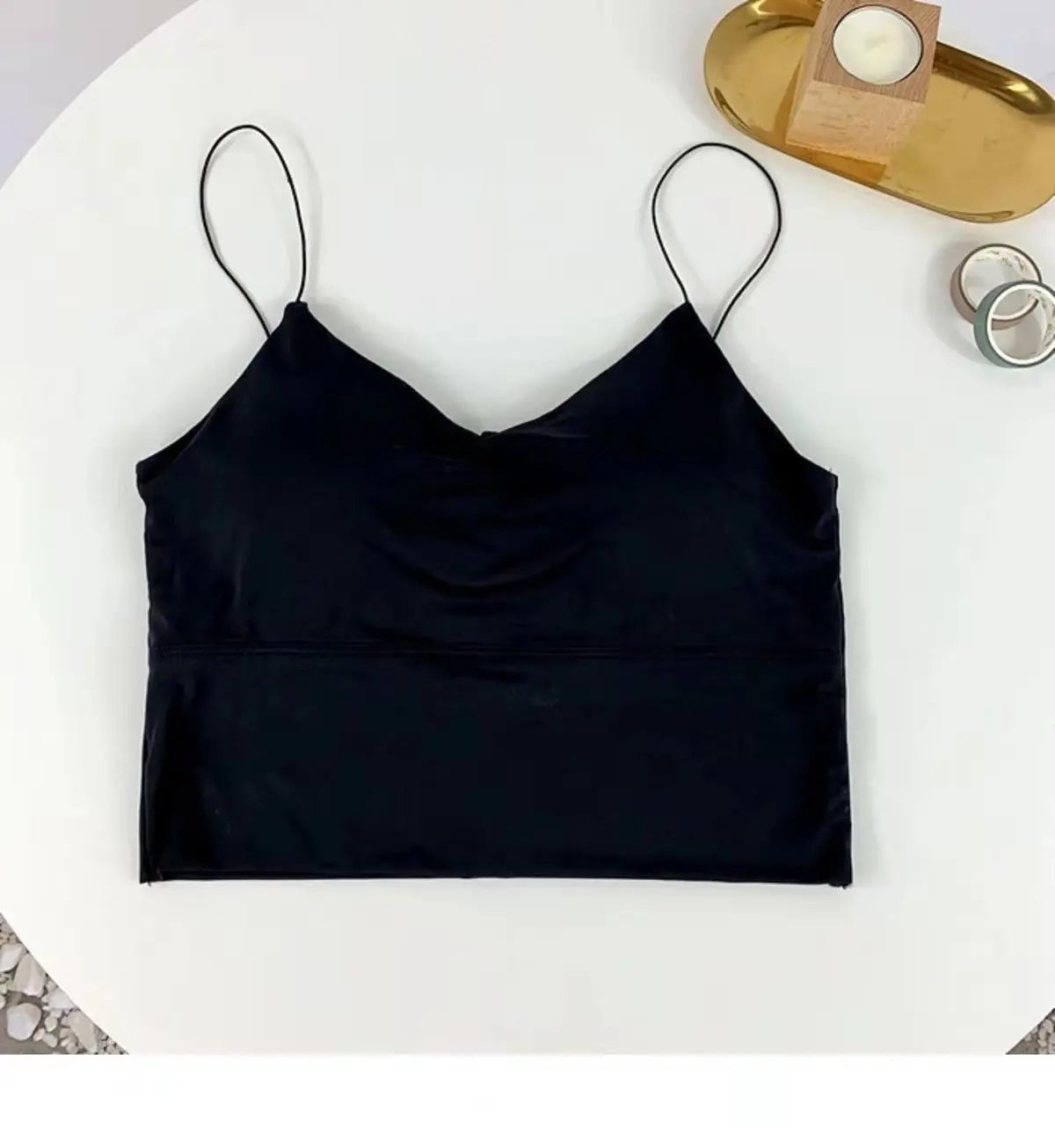 1 peça de Camisola Sem Costura em Tecido de Seda Gelada para Mulheres - Top Esportivo Sem Fios com Sutiã Almofadado Bralette