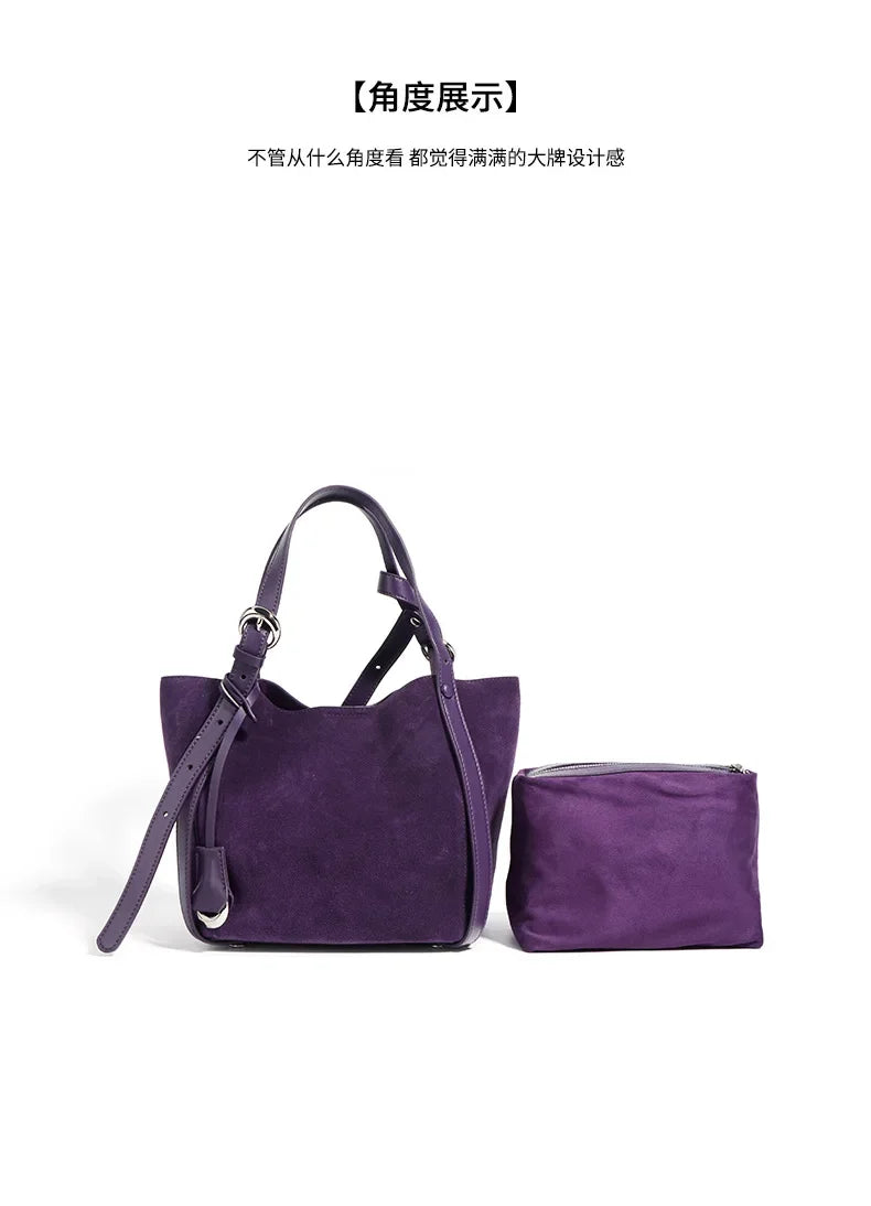 Genuine Leather Tote Bag Large Capacity Vegetable Basket Bucket Bag Luxury Designer Shoulder Bag For Women