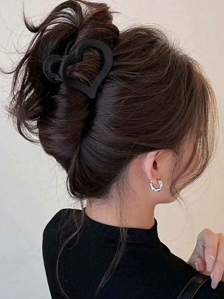 Conjunto de 4 peças de clipe de cabelo em plástico, pequeno, cor matte, formato quadrado, coração, geométrico, clipes de tubarão, clipe de cabelo, acessórios para cabelo feminino