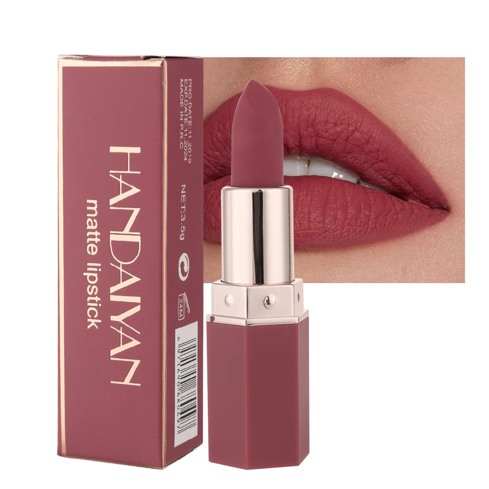 Batom Matte em 6 Cores, Sem Desbotar, Não Gruda no Copo, Acabamento Veludo de Longa Duração, Cor de Lábios Matte Suave e Resistente à Água, à Prova de Borro