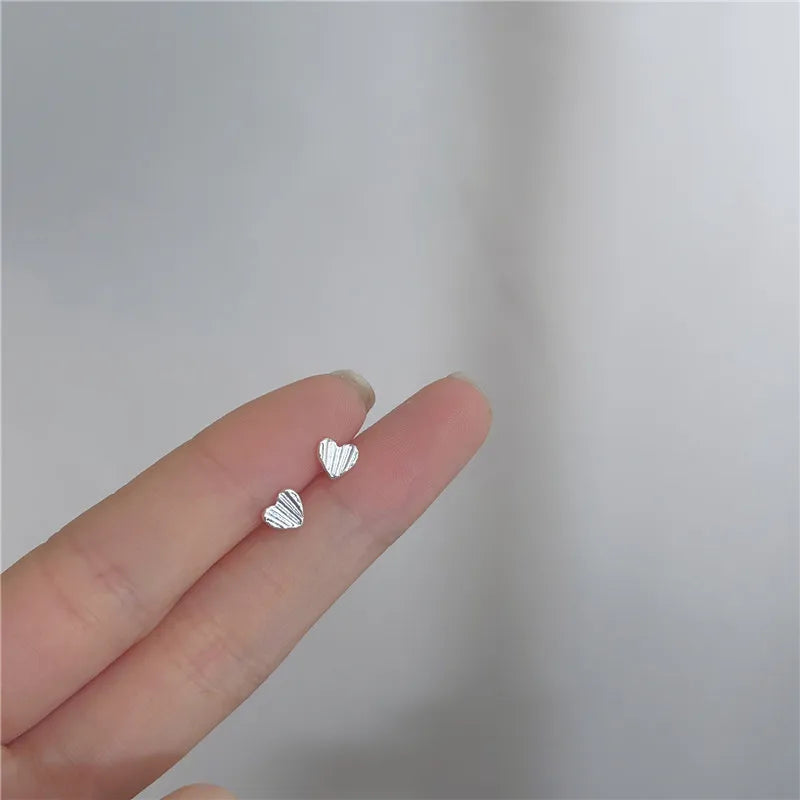 Minimalism Heart Earring 925 Silver Needle Allergic Protection Mini Small Stud Earrings for Women Girls Jewellery Wholesale Gift