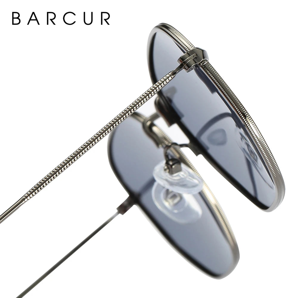 Óculos de Sol BARCUR Clássicos Retro Refletivos para Homens, Óculos de Sol Hexagonais com Armação de Metal, Óculos de Sol com Caixa.