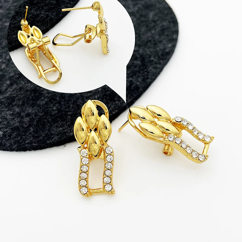 Conjunto de Joias em Ouro Dubai, Colar Cubano e Brincos para Mulheres, Jóias de Casamento para Noivas, Presente para Festa de Banquetet