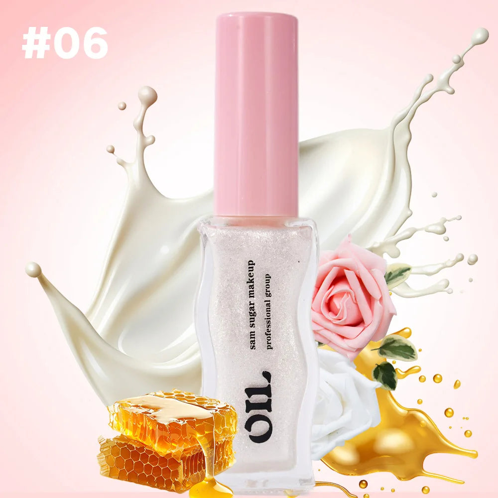 Óleo Labial Essência de Mel Frutal Jelly Labial Sexy e Volume com Cor de Morango Líquido Labial à Prova d'Água Hidratante Brilho Labial Maquiagem