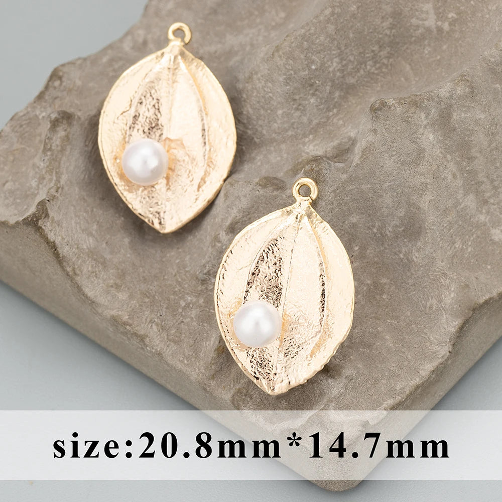 GUFEATHER MD66, acessórios de joalheria, banhado a ródio de ouro 18k, cobre, formato de folha, fabricação de joias, encantos, pingentes DIY, 6pcs/lote