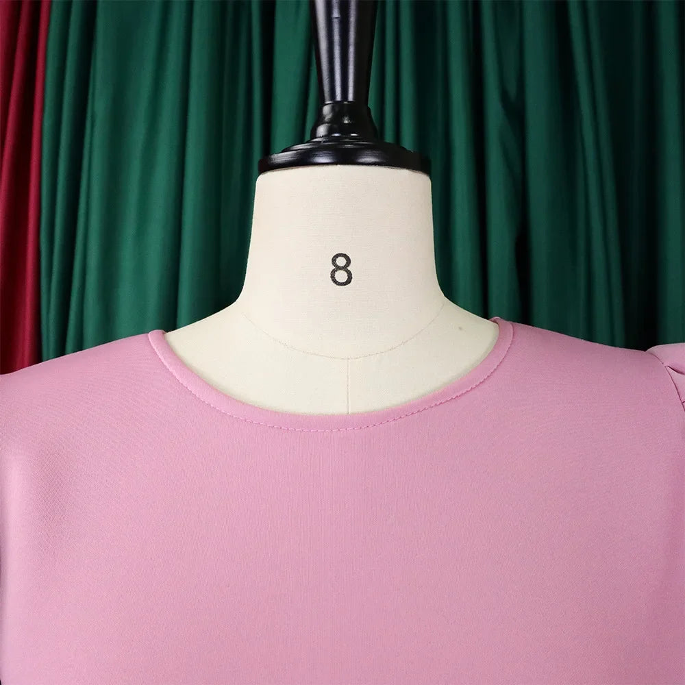 Vestidos Elegantes para Mulher 2024, Decote em O, Manga Curta, Cintura Alta, Pregas, Midi Luxuoso para Festas de Aniversário e Jantares
