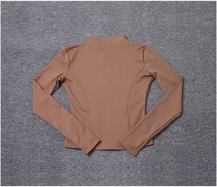 Jaqueta Esportiva Feminina de Manga Longa, Camisa de Treino, Casaco para Academia, Roupas de Yoga, Roupas Esportivas