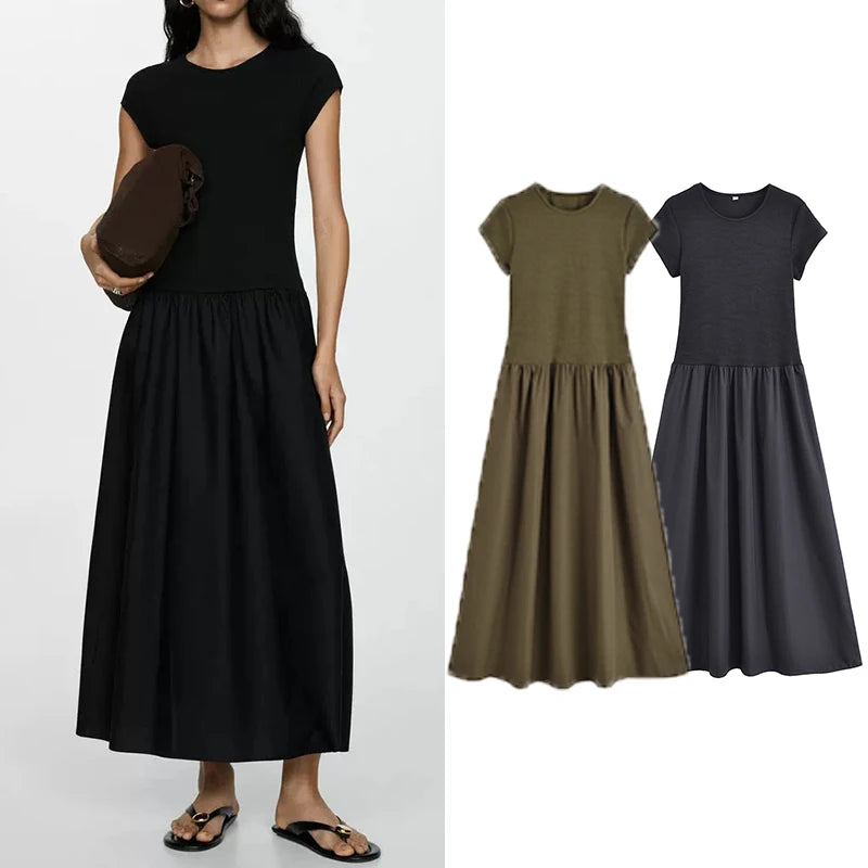Vestidos de Verão Femininos 2025 Novo Chic Slim Simples Elegante Vestido de Férias Rua Feminino Confortável Vestido de Viagem Jovem