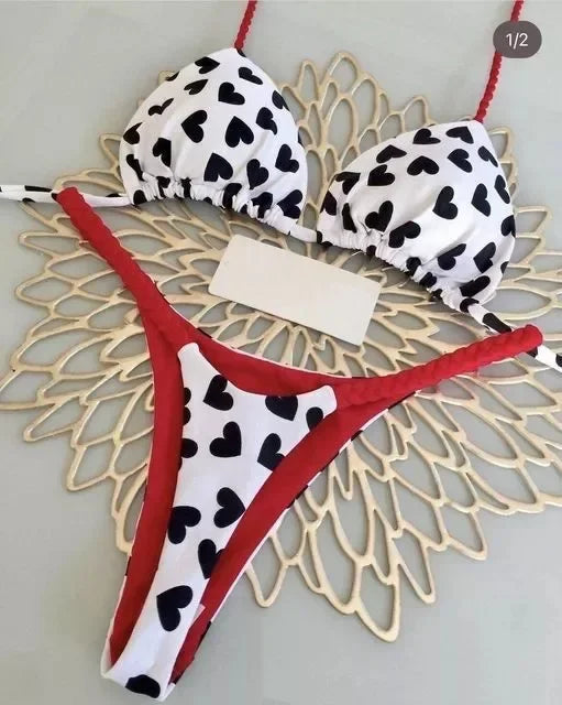 Novo Biquíni Feminino Sunga de Praia Férias Roupa de Banho Conjunto de Biquíni Estampado de Leopardo Roupa de Praia Sunga Biquíni