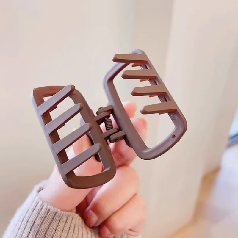 Conjunto de 4 peças de clipe de cabelo em plástico, pequeno, cor matte, formato quadrado, coração, geométrico, clipes de tubarão, clipe de cabelo, acessórios para cabelo feminino