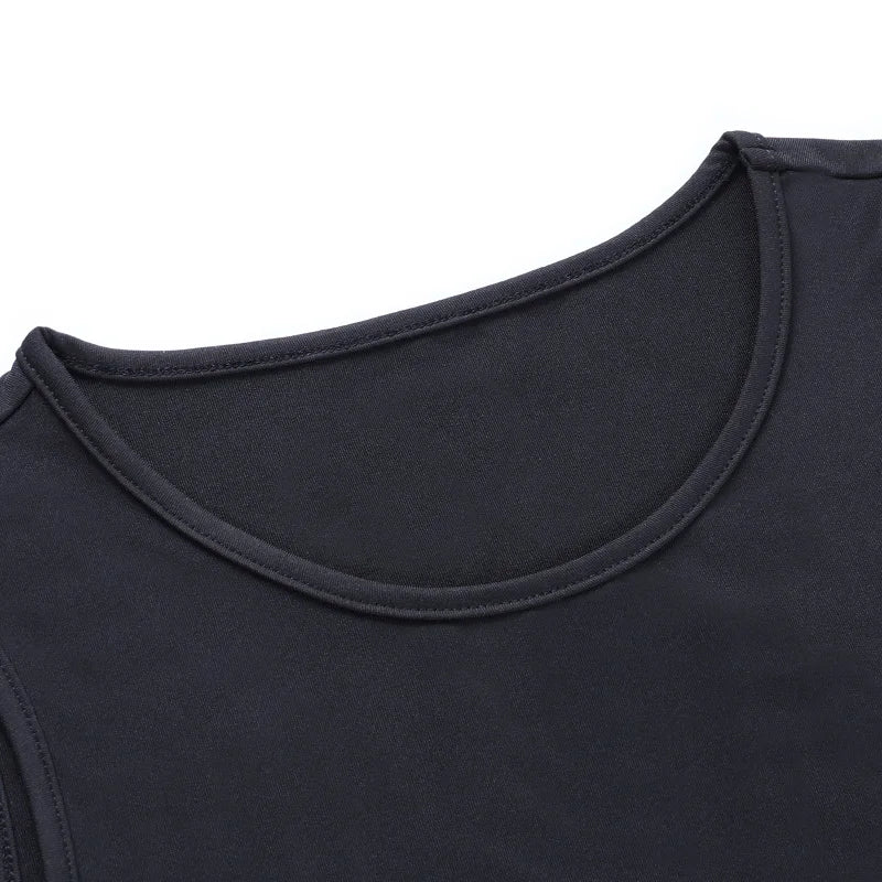 Top Cropped Sem Costas Justo Sólido Sem Mangas 2021 Verão Sexy Skinning Simples com Decote Alto Top Básico