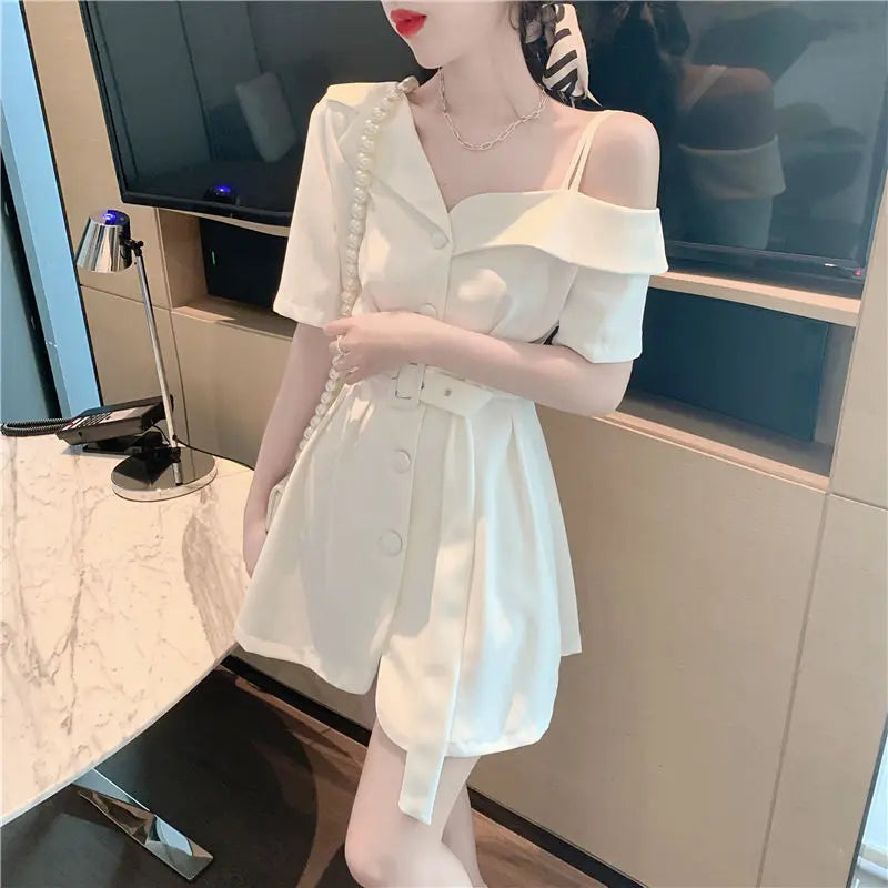 Vestidos para Mulheres 2024 Roupas de Seda para Ocasiões Formais Blazer Vestido Feminino de Cetim Chiffon Mini Curto Sensual Sexy Macacão Novo em X